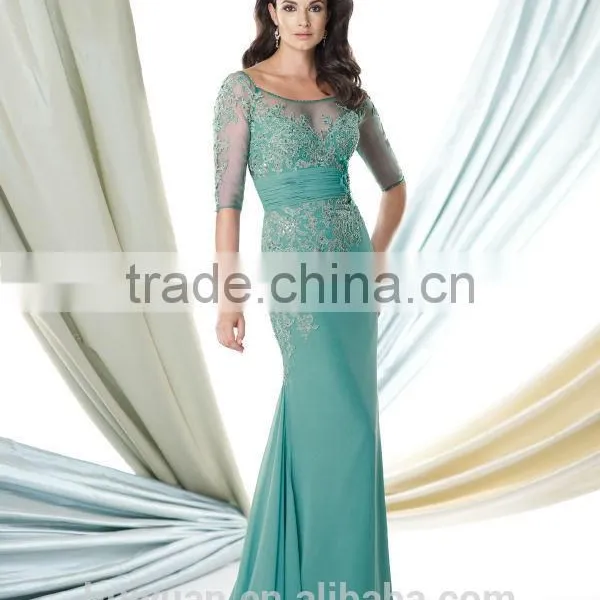 Formal Long Sleeve Lace Full Length Mother Dresses for Juniors photo-3