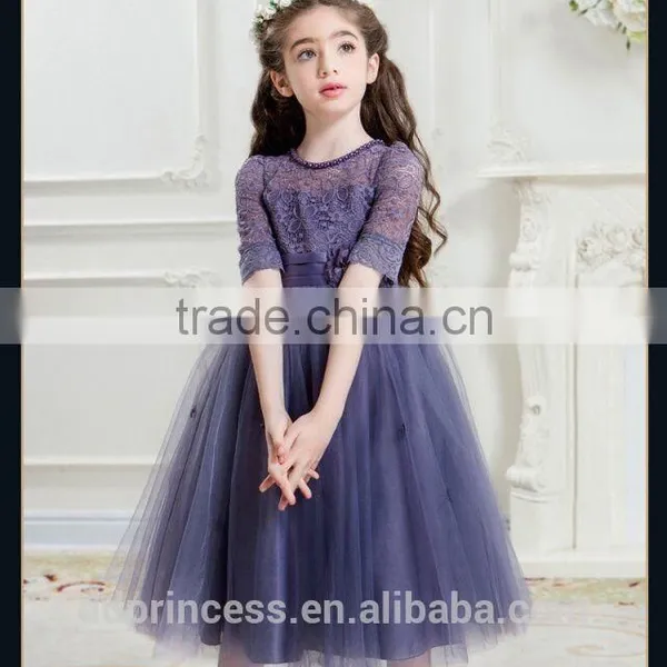 2017 High Quality Summer Child Clothing White Dress Purple New Model Girl Dress photo-4