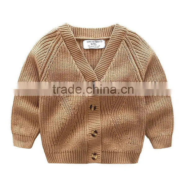 S33461W Boy Sweaters Pure Color 100% Cotton Knitted Pullover Sweaters photo-3