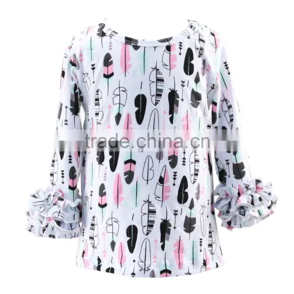 2017 Summer New Design Print Pattterns Wholesale Cotton Knit Ruffle Baby Girls Cheap Boutique Kids Clothes photo-3