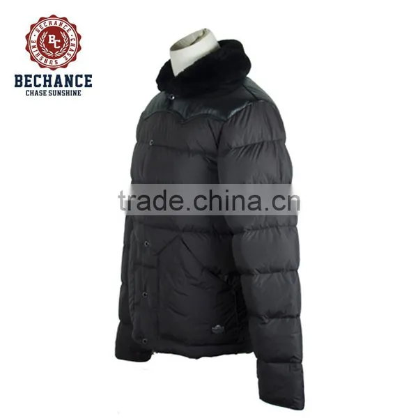 2017 Men's Down Jacket With Lamb Fur Collar Leather Yoke photo-2