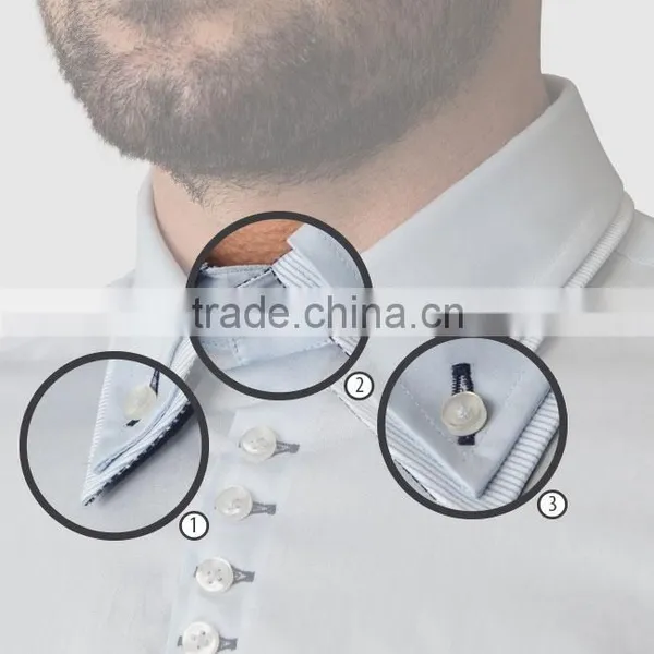 2016 FIRENZE SATIN WHITE LIGHT BLUE French Collar High Quality Shirts Long Sleeve Men Shirt photo-2