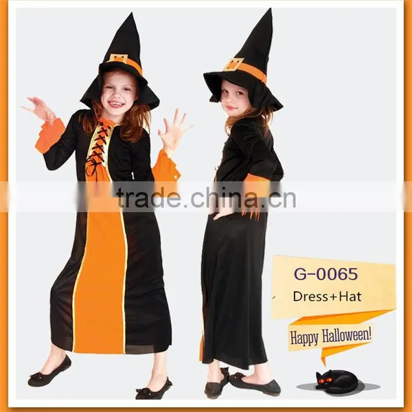 Long Sleeve Black and Orange Color Robe Witch Costume for Kids photo-5
