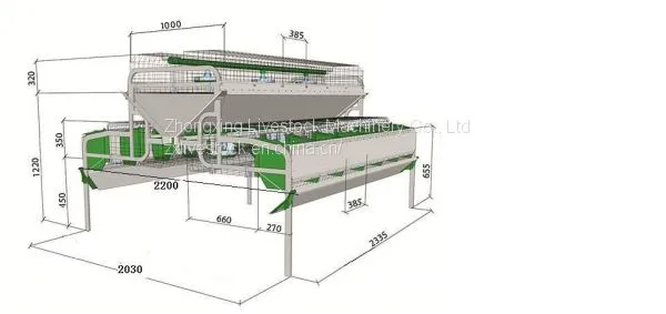Automatic rabbit breeding cages 2 tiers, 18 mother rabbit cages and 18 breeding boxes