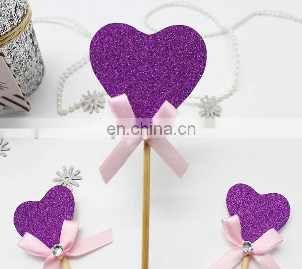 New Design Purple Heart With Bow Wedding Birthday Cake Topper photo-4