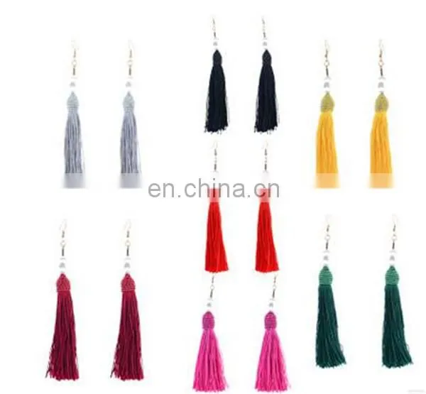 Handmade Fringe Thread Tassel Drop Earrings Charm Pearl Earrings photo-5