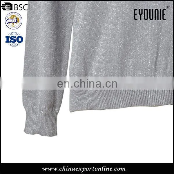 2016 Comfortable V-Neck Casual Cotton Soft Knit Womens Sweaters Mix Metal Yarn Ladies Garment photo-5