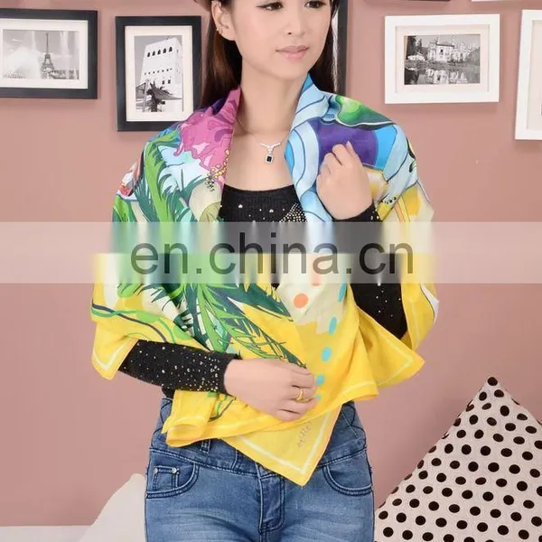 100% Fashion Animal Print Long Silk Scarf for Children