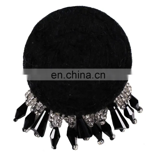 Fashion Red Black Round Design Beaded Crystal Tassel Fringe Patches for Bag Clothes photo-4