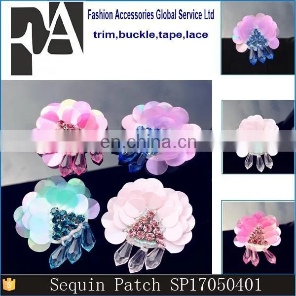 2017 The Latest Design Handmade Sequin Bead Flowers With Rhinestone for Garment Decoration photo-6