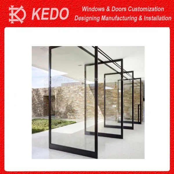 Simple Front Design Security Metal Aluminum Pivot Door Design photo-3