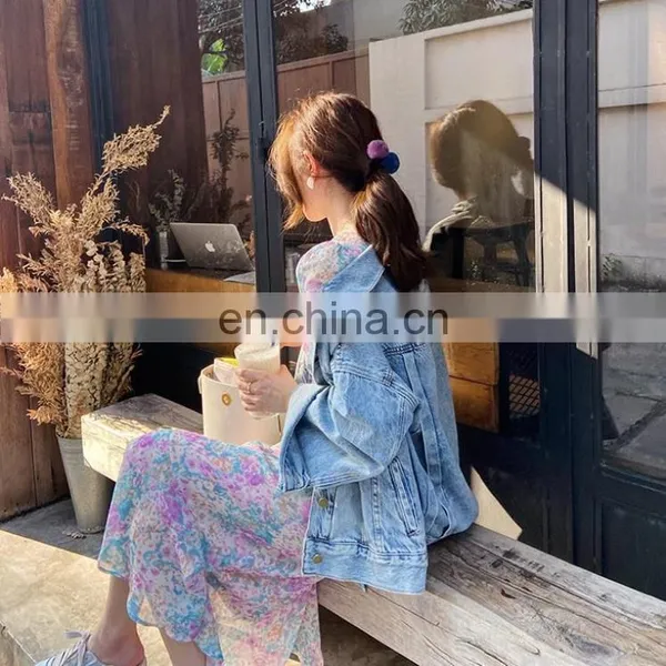 Puff Sleeve V-neck Floral Chiffon Dress Women Spring/summer 2020 New French Retro Gentle Style Skirt photo-3