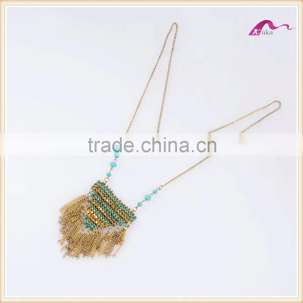Fashion Summer Beach Boho Beaded Tassel Layered Long Chain Necklace photo-4