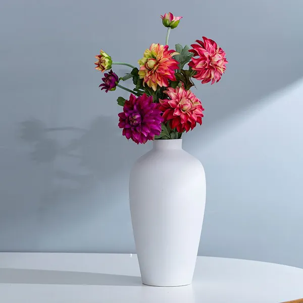 Tall Morandi White Hand Made Fashion Elegant Ceramic Flower Vase For Showroom Decor photo-4