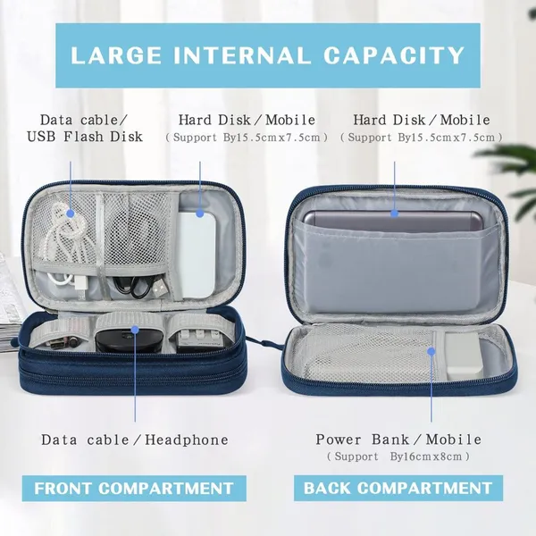 Portable Waterproof Double Layers Storage Bag for Cable, Charger,Etc. photo-2