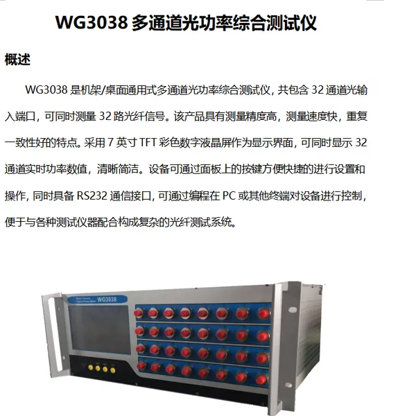 Wg3038 Универсальный многоканальный комплексный измеритель оптической мощности