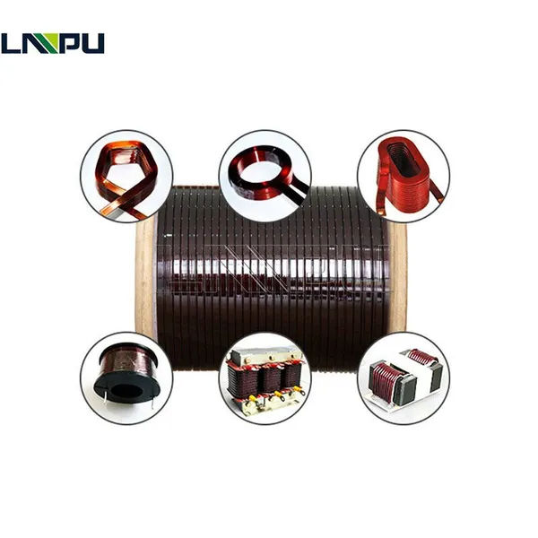 Hilo de devanado de imida 24 Awg Hilo magnético Hilo plano esmaltado de aluminio