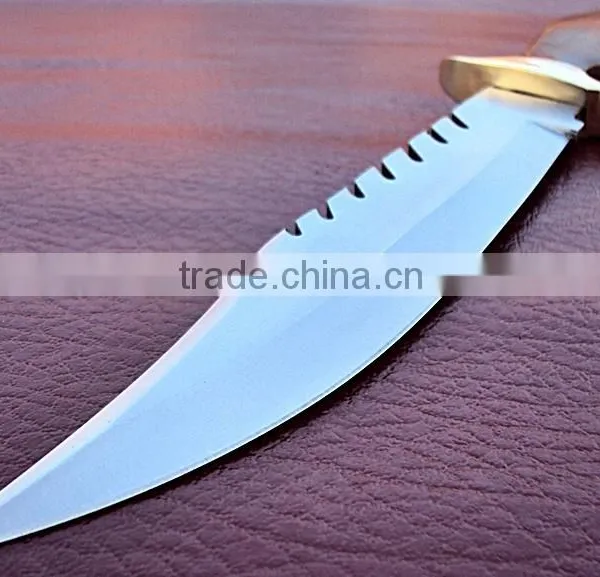 Bowie Hunting Custom Handmade Stainless Steel 15 Inch Hunting Knife Solid Walnut Wood Handle and Brass Thumb Guard / Clip photo-2