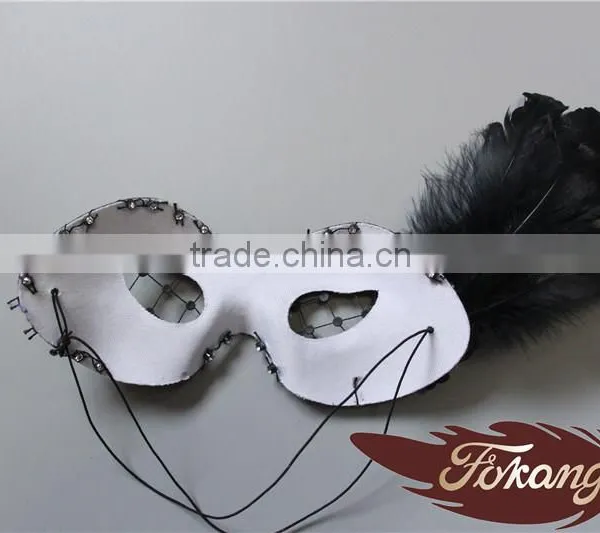 Wholesale Feather Mask Cheap Black Party Mask With Rooster Feather Decoration photo-4