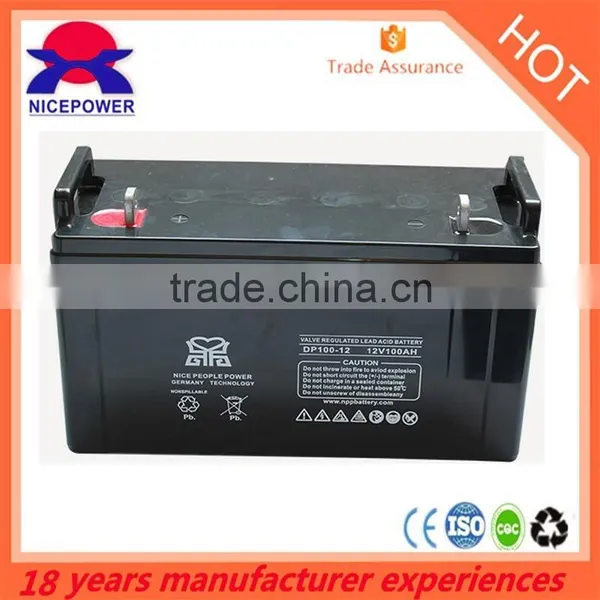 High Quality Battery 12V100ah Rechargeable Battery