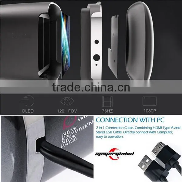 OEM E2 2BG/8GB Virtual Reality Glasses VR Video Game 1080P AMOLED Screen Head Tracking 75HZ API VR Games for PC photo-2