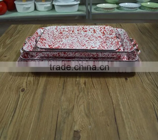 9092 Enamel Big Camping Baking Rectangle Tray photo-4