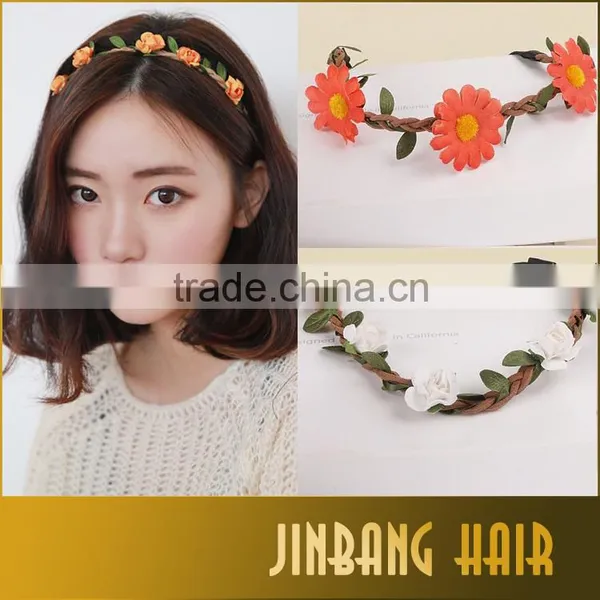 2016 New Premium Wholesale Products Bohemian Headband Rose Flower Braided Leather Elastic Hairband photo-6