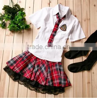 2015 New Fashion School Girl Sex Blouse Skirt Dress photo-4