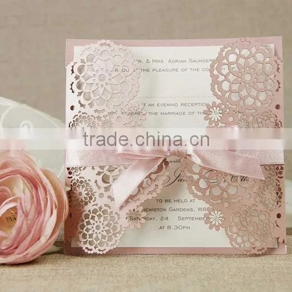 Intricate Floral Lace Filigree Laser Cut Gatefold Evening Wedding Invitation Handmade Personalized With Envelope Many Colours photo-2