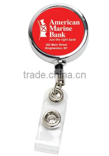 30-inch Promo Chrome Solid Metal Retractable Badge Reels