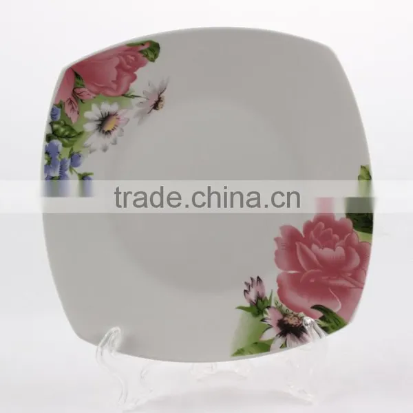 Small Size Super White Logo Decal Printable Customized Restaurant And Hotel Ceramic Porcelain Square Plates Dishes photo-3