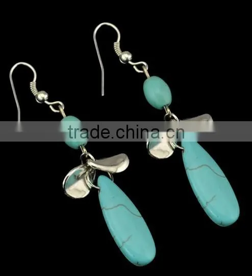 2016 New Design Boho Vintage Alloy Turquoise Long Earrings For Women photo-2