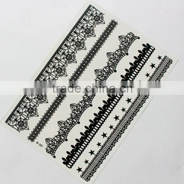 Martial Arts Fans Black Water Transfer Temporary Bridal Lace White Sexy Durable Tattoo Sticker photo-3