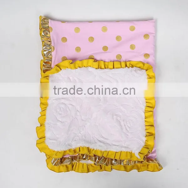 Wholesale New Arrival Toddler Blanket Gold Dots Soft Ruffle Cotton Blanket for Babies photo-2