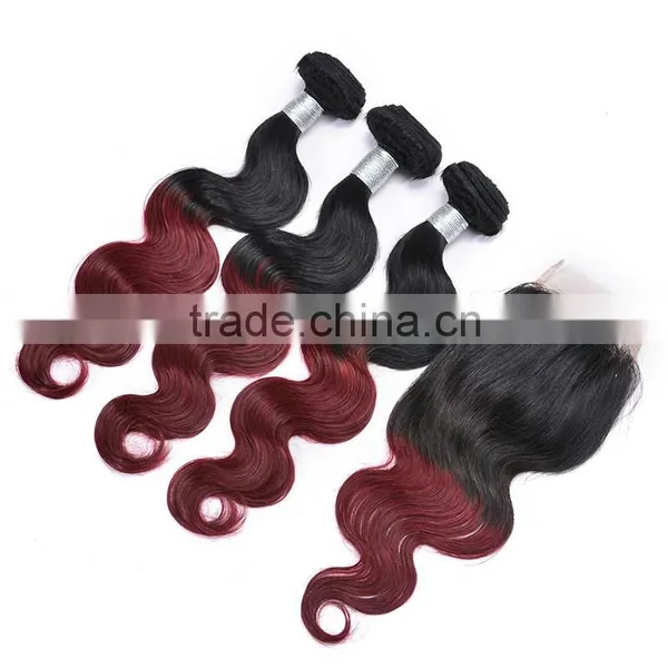 Hair Supplier Ombre Hair Extension Lace Closure Brazilian Hair Body Wave photo-2