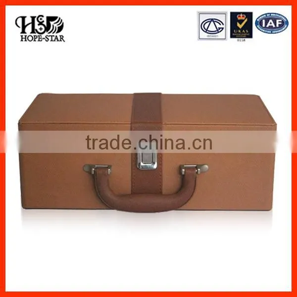 Customize Handmade PU Leather Wooden Box Wine Packaging Gift Box/Wine Bottle Carrier Case photo-4