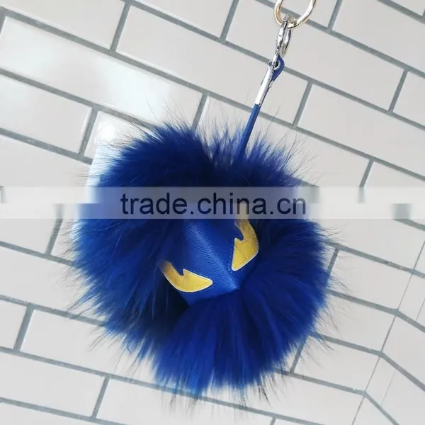 Real Fur Monster Pom Pom Fur Balls Doll Ball Pom Pom Keychain photo-6