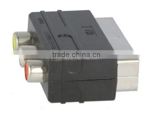 2016 Universal SCART Plug Male to 3 RCA Female A/V Adaptor Converter for TV DVD VCRs Style IN photo-2