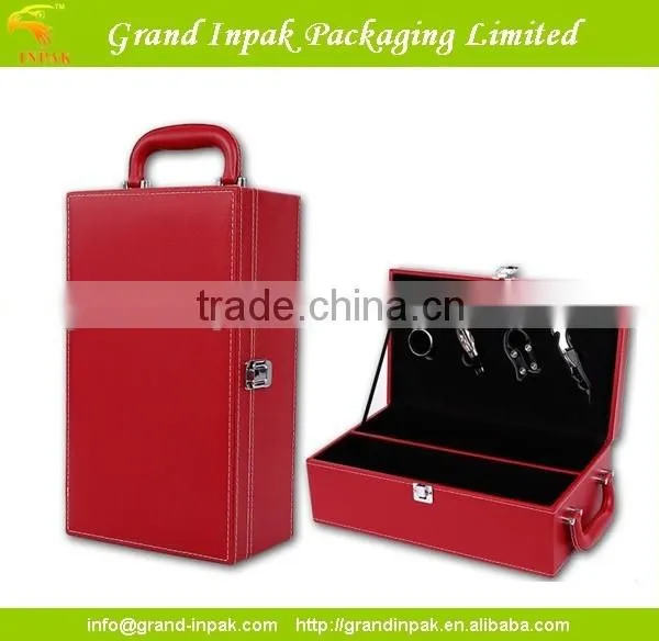 Faux Leather Gift Wine Glass Packaging Box With Handle