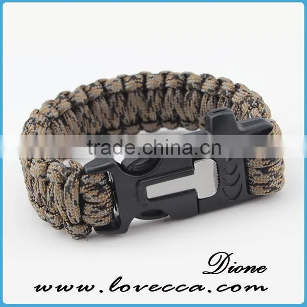 3m Parachute Cord Fire Starter Whistle Sharpening Steel Paracord Bracelet 4in1 photo-2