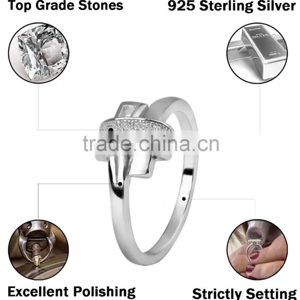 Hot Sale 925 Stering Silver Ring Zircon Design Lock Ring photo-2