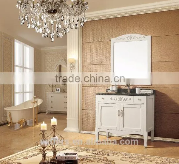Classic Bathroom Vanity in Small and White With Single Sink WTS343 photo-5