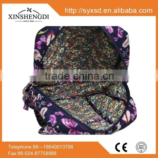 New Design Cotton Floral Quilted Textile Printing Side by Woman Oem Girls Haversack photo-2