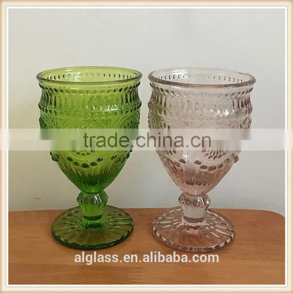 Thick Pink Colored Stem Wine Glass