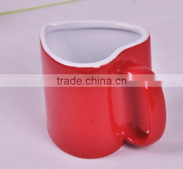 250ml Red Heart Ceramic Mug With Handle Red Coffee Mug Red Drinking Mug photo-3