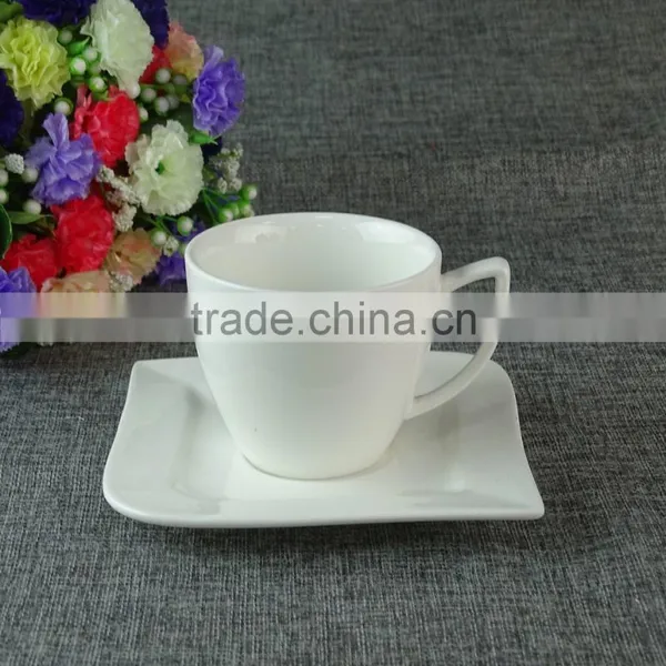 Stock Ceramic Pure White Hot Sell Tea Cups and Saucers With Metal Stand photo-2