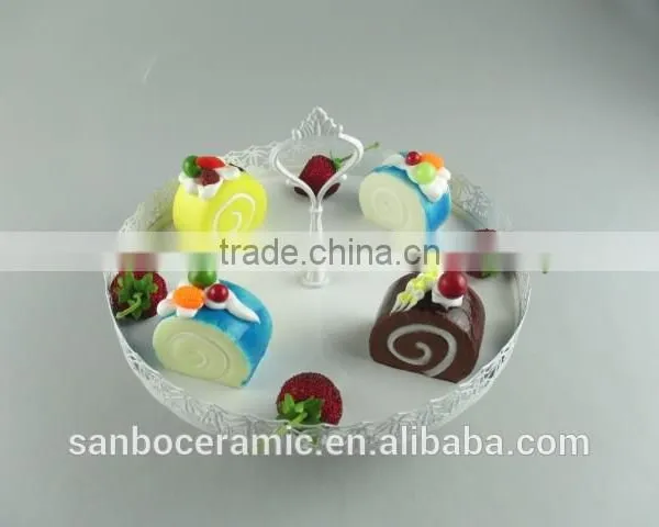 One Layer Small Colorful Cake Stand With Flower Rim OEM Factory Cheap Price photo-6