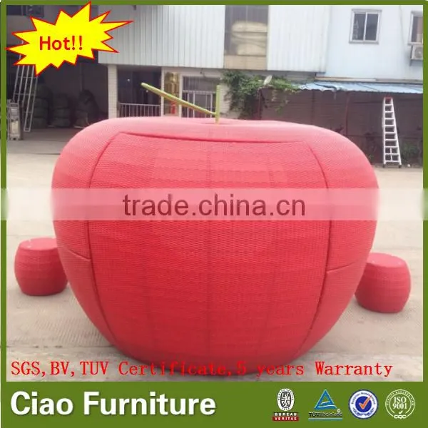 Love Theme Hotel Sunbed Outdoor Garden Furniture Apple Sofa Bed photo-2