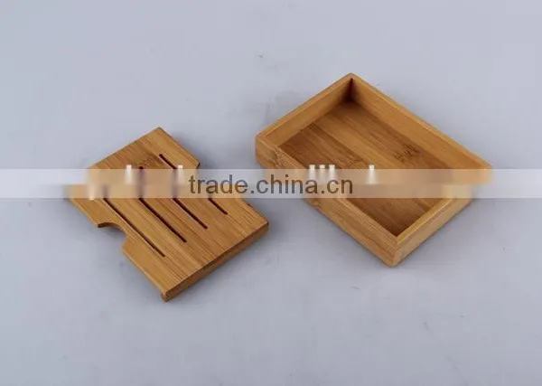 Double Layer Separable Bamboo Soap Box Rectangular Soap Dishes photo-3