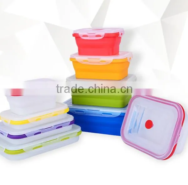 Set of 4 Collapsible Silicone Food Container/foldable Silicone Food Storage Container photo-4